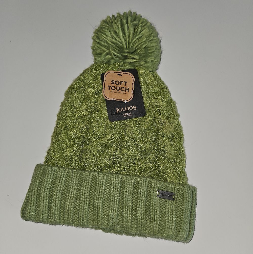 Igloos Soft Touch Green Pom Beanie Hat